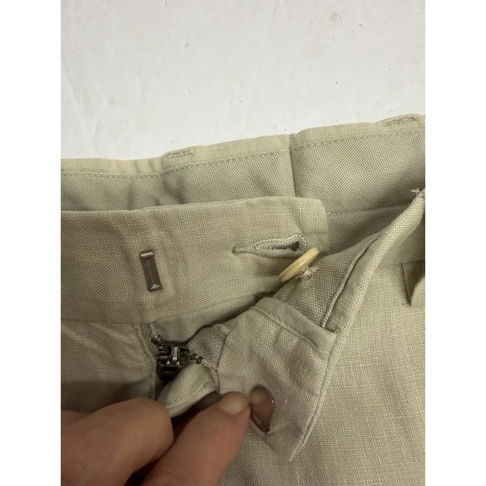 Banana Republic Men's Beige 100 %Linen Gavin Fit Chino Dress Pants 33x32